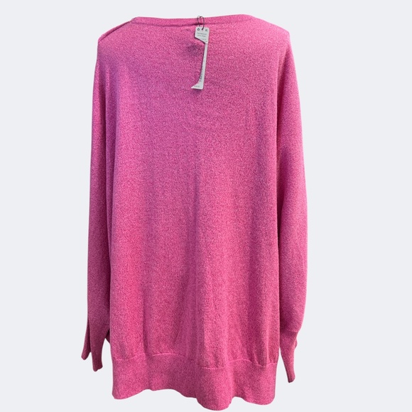 Nic+Zoe Sweater Womens 3X Pink Metaallic Twist Cutout Neck Batwing Pullover Top - Picture 4 of 13